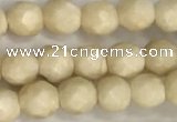 CRJ626 15.5 inches 4mmm faceted round white fossil jasper beads