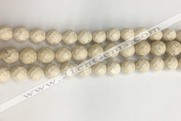 CRJ628 15.5 inches 8mm round white fossil jasper beads wholesale