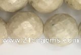 CRJ630 15.5 inches 12mm faceted round white fossil jasper beads