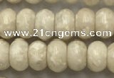CRJ632 15.5 inches 4*6mm rondelle white fossil jasper beads wholeasle