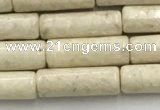 CRJ634 15.5 inches 4*13mm tube white fossil jasper beads wholeasle