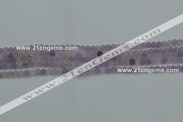 CRO1010 15.5 inches 4mm round matte amethyst gemstone beads