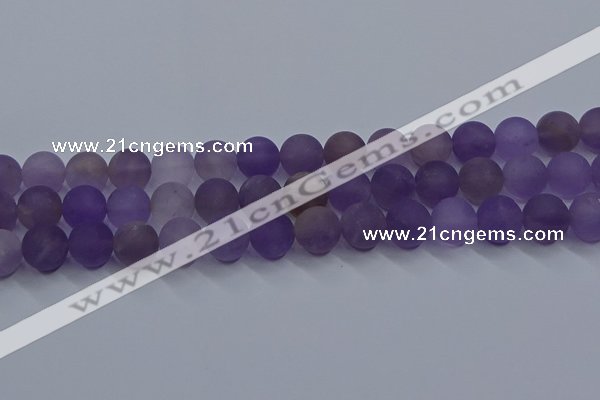 CRO1014 15.5 inches 12mm round matte amethyst gemstone beads