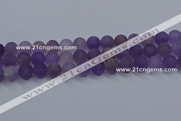 CRO1015 15.5 inches 14mm round matte amethyst gemstone beads