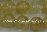 CRO1025 15.5 inches 14mm round yellow watermelon quartz beads