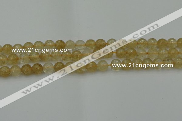 CRO1032 15.5 inches 8mm faceted round yellow watermelon quartz beads