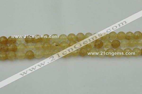 CRO1033 15.5 inches 10mm faceted round yellow watermelon quartz beads