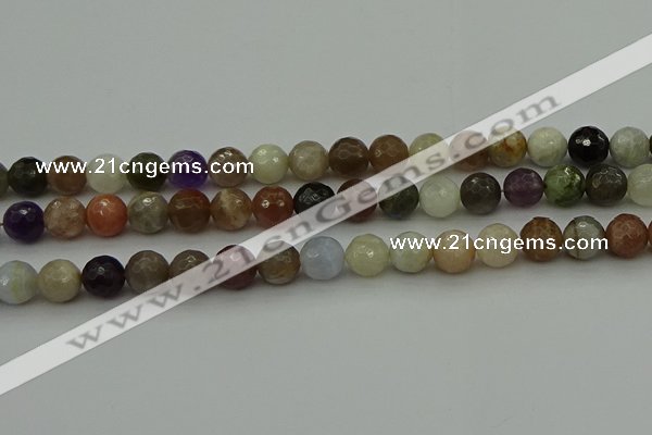 CRO1044 15.5 inches 12mm faceted round mixed gemstone beads