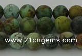 CRO1052 15.5 inches 8mm round matte African turquoise beads