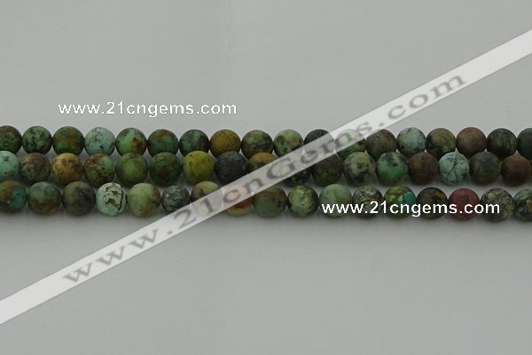 CRO1053 15.5 inches 10mm round matte African turquoise beads