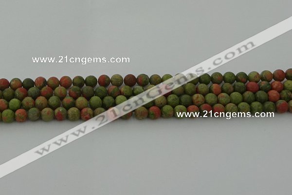 CRO1061 15.5 inches 6mm round matte unakite beads wholesale