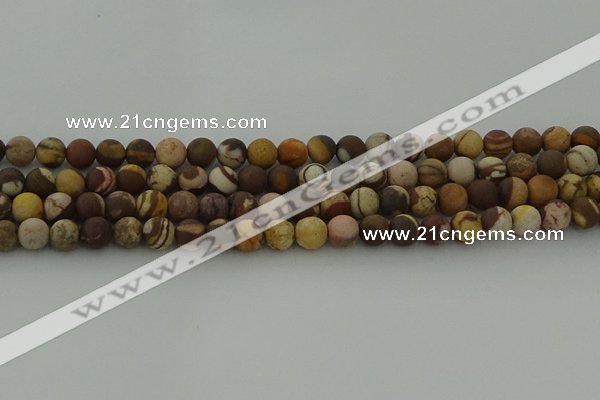 CRO1072 15.5 inches 8mm round matte brown zebra jasper beads