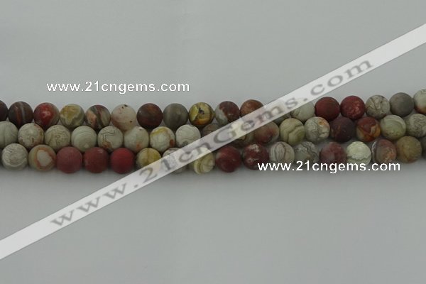 CRO1092 15.5 inches 8mm round matte laguna lace agate beads