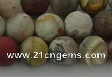 CRO1093 15.5 inches 10mm round matte laguna lace agate beads