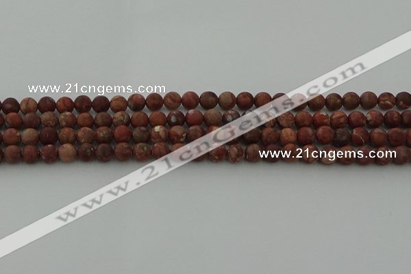 CRO1101 15.5 inches 6mm round matte pomegranate jasper beads