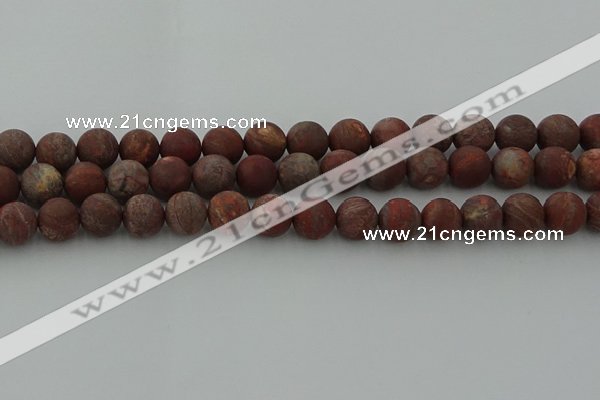 CRO1103 15.5 inches 10mm round matte pomegranate jasper beads