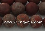 CRO1104 15.5 inches 12mm round matte pomegranate jasper beads