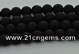 CRO1130 15.5 inches 4mm round matte black agate gemstone beads