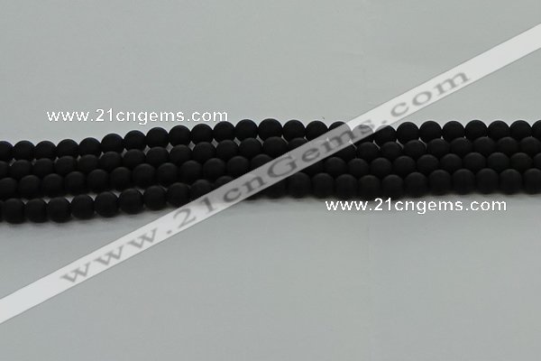 CRO1131 15.5 inches 6mm round matte black agate gemstone beads