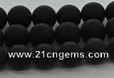 CRO1132 15.5 inches 8mm round matte black agate gemstone beads