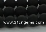 CRO1133 15.5 inches 10mm round matte black agate gemstone beads