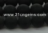 CRO1134 15.5 inches 12mm round matte black agate gemstone beads