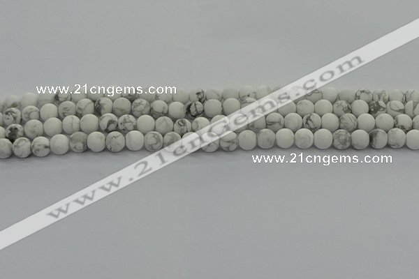 CRO1141 15.5 inches 6mm round matte white howlite beads