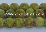 CRO1152 15.5 inches 8mm round matte green dragon serpentine jasper beads