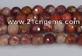 CRO1188 15.5 inches 4mm faceted round red porcelain beads