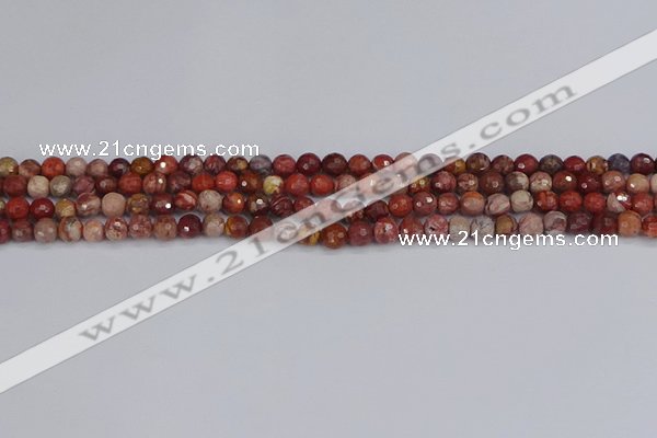 CRO1188 15.5 inches 4mm faceted round red porcelain beads