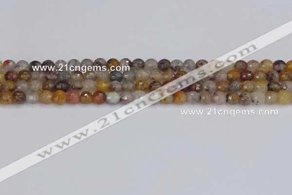 CRO1196 15.5 inches 6mm faceted round mixed lodalite quartz beads