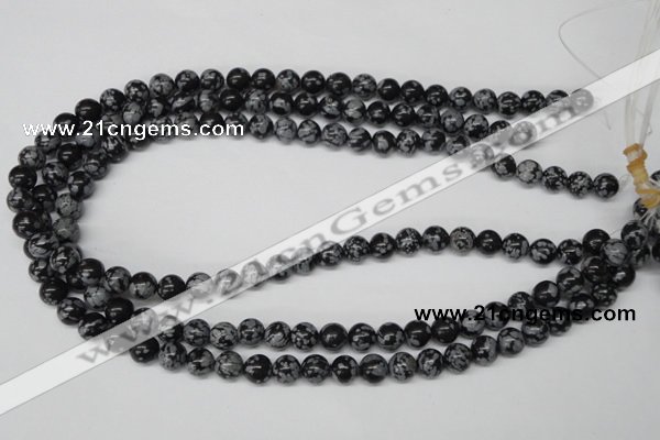 CRO122 15.5 inches 8mm round snowflake obsidian beads wholesale