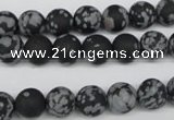 CRO130 15.5 inches 8mm round snowflake obsidian beads wholesale