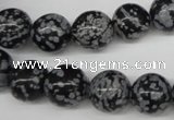 CRO284 15.5 inches 12mm round snowflake obsidian beads wholesale