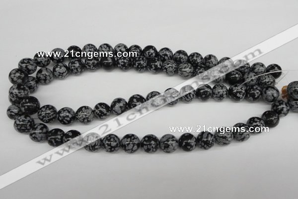 CRO284 15.5 inches 12mm round snowflake obsidian beads wholesale