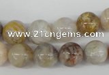 CRO316 15.5 inches 12mm round bamboo leaf agate beads wholesale