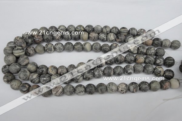 CRO322 15.5 inches 12mm round grey picasso jasper beads wholesale