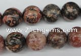 CRO324 15.5 inches 12mm round red leopard skin jasper beads wholesale