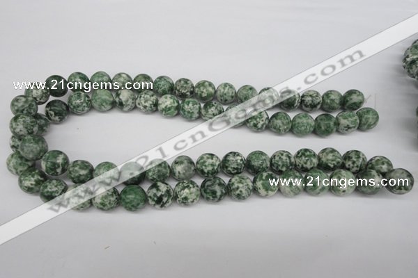 CRO348 15.5 inches 12mm round green spot gemstone beads wholesale