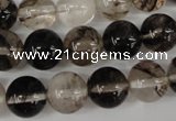 CRO370 15.5 inches 12mm round watermelon black beads wholesale