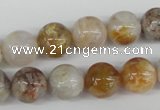 CRO384 15.5 inches 14mm round bamboo leaf agate beads wholesale