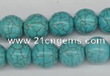 CRO395 15.5 inches 14mm round synthetic turquoise beads wholesale