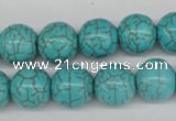 CRO395 15.5 inches 14mm round synthetic turquoise beads wholesale