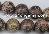 CRO403 15.5 inches 14mm round red leopard skin jasper beads wholesale