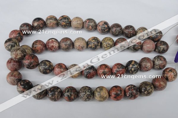 CRO403 15.5 inches 14mm round red leopard skin jasper beads wholesale