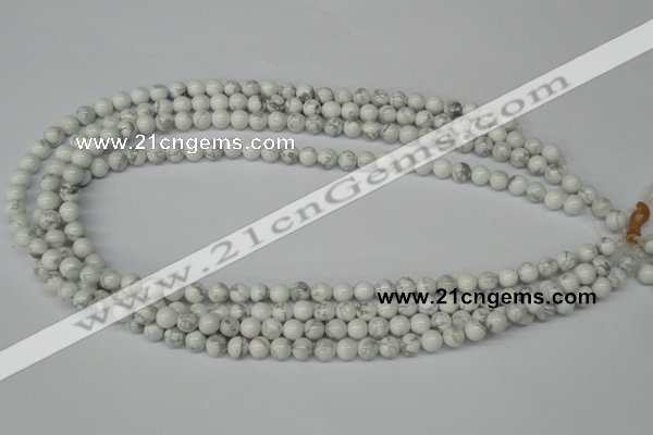 CRO55 15.5 inches 6mm round white howlite turquoise beads wholesale
