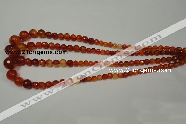 CRO700 15.5 inches 6mm – 14mm faceted round red agate beads