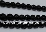 CRO702 15.5 inches 6mm – 14mm faceted round black agate beads