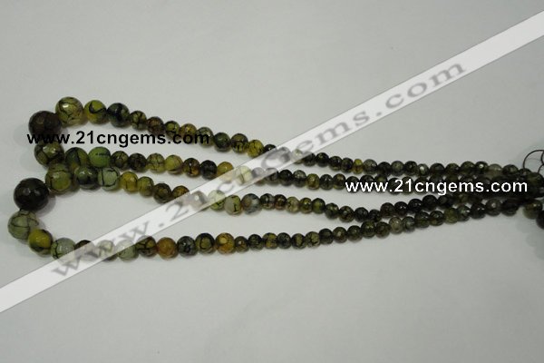 CRO703 15.5 inches 6mm – 14mm faceted round dragon veins agate beads