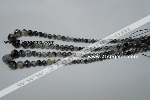 CRO704 15.5 inches 6mm – 14mm faceted round dragon veins agate beads